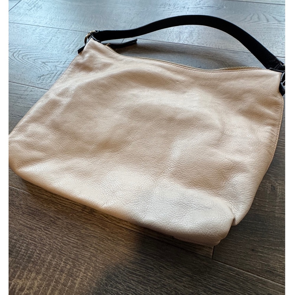 Fossil Tan Leather Hobo Bag Shoulder Bag Large Pocket Black Strap Purse - Picture 4 of 6
